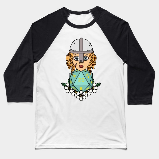 D20 and Fighter Baseball T-Shirt by OctoberArts